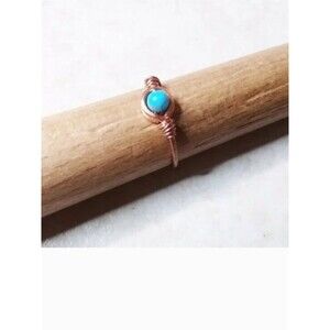 Sz 7 ~ Handmade! Dainty Turquoise Gemstone Ring ~ Rustic Copper ~ Boho Chic